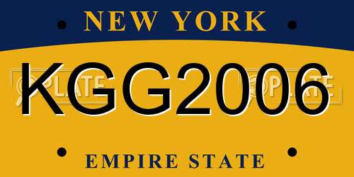 KGG2006 New York License Plate