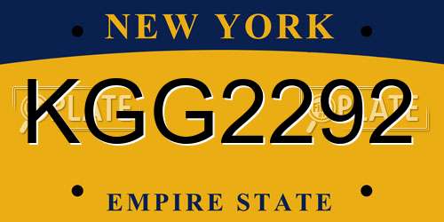 KGG2292 New York License Plate