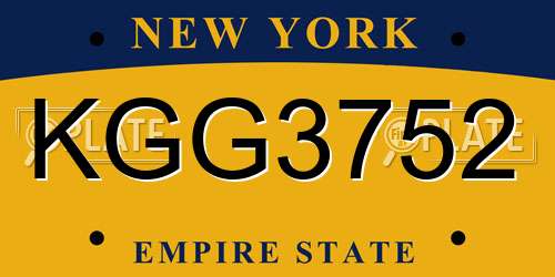 KGG3752 New York License Plate