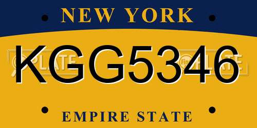 KGG5346 New York License Plate