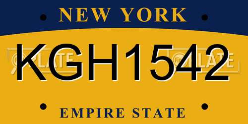 KGH1542 New York License Plate