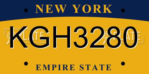 KGH3280 New York License Plate