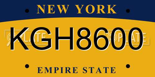 KGH8600 New York License Plate