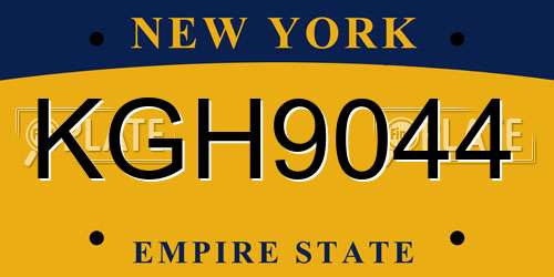KGH9044 New York License Plate