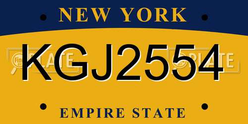 KGJ2554 New York License Plate