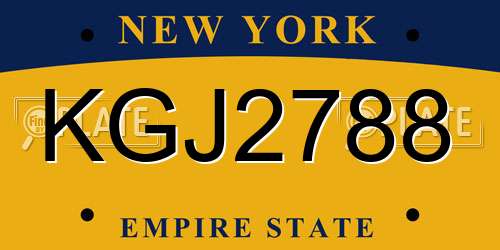 KGJ2788 New York License Plate
