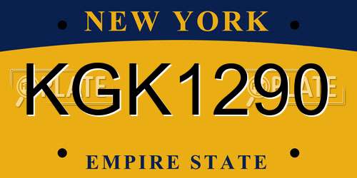 KGK1290 New York License Plate