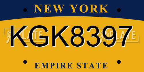 KGK8397 New York License Plate