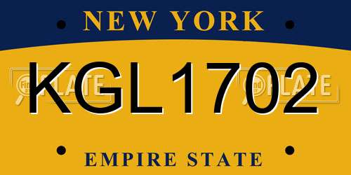 KGL1702 New York License Plate