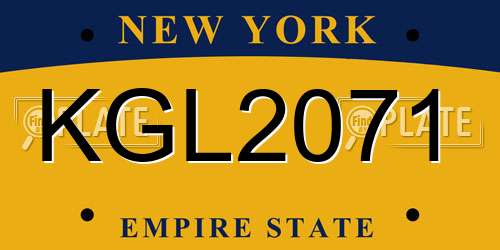KGL2071 New York License Plate