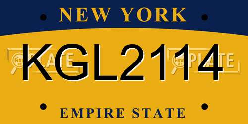 KGL2114 New York License Plate