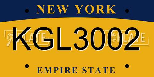 KGL3002 New York License Plate