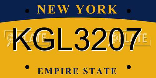 KGL3207 New York License Plate