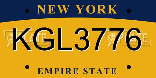 KGL3776 New York License Plate