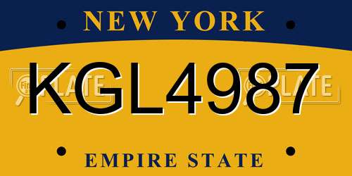 KGL4987 New York License Plate