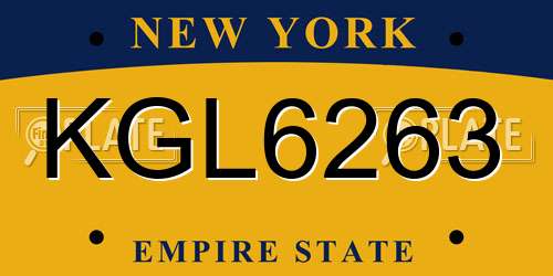 KGL6263 New York License Plate