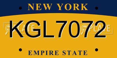 KGL7072 New York License Plate