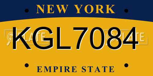 KGL7084 New York License Plate