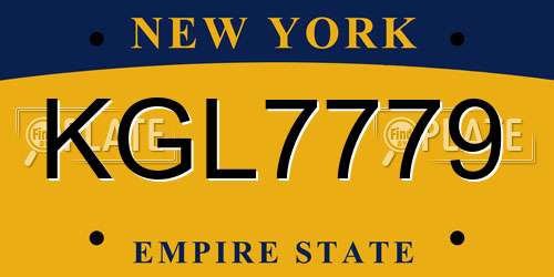 KGL7779 New York License Plate