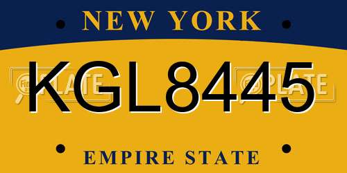 KGL8445 New York License Plate