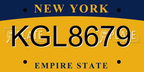 KGL8679 New York License Plate