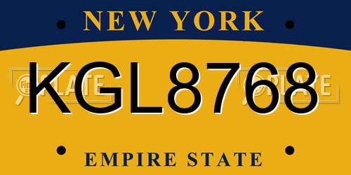 KGL8768 New York License Plate