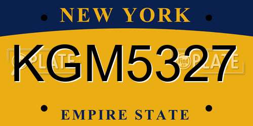 KGM5327 New York License Plate