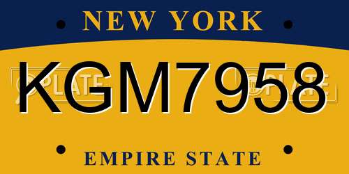 KGM7958 New York License Plate