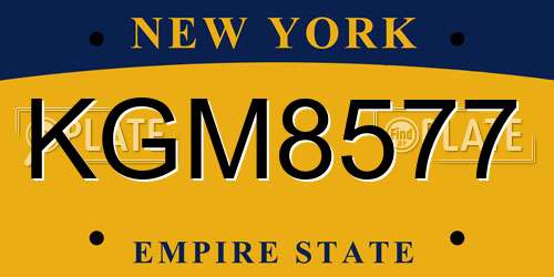 KGM8577 New York License Plate