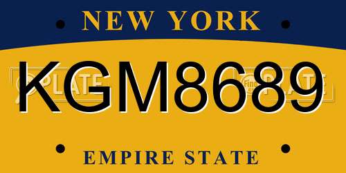 KGM8689 New York License Plate