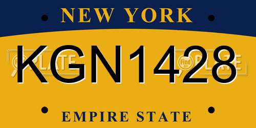 KGN1428 New York License Plate