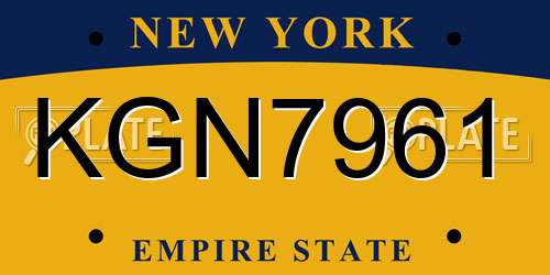 KGN7961 New York License Plate