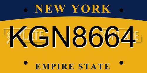 KGN8664 New York License Plate