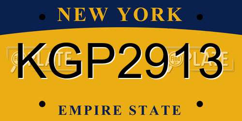 KGP2913 New York License Plate