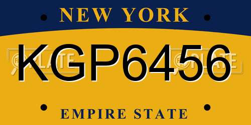 KGP6456 New York License Plate