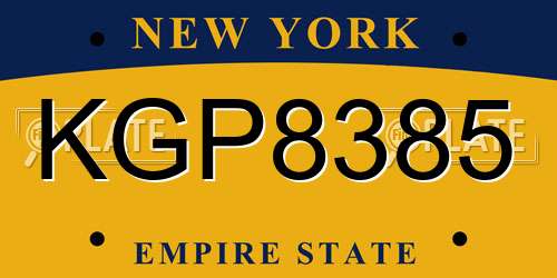KGP8385 New York License Plate