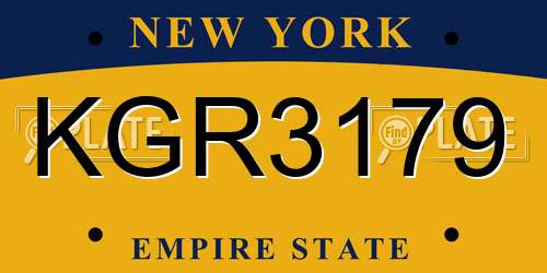 KGR3179 New York License Plate