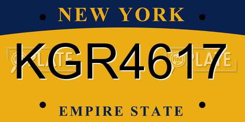 KGR4617 New York License Plate