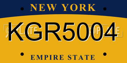 KGR5004 New York License Plate