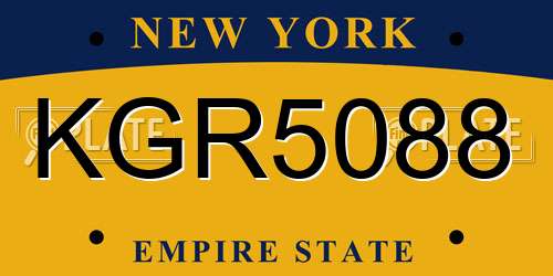 KGR5088 New York License Plate