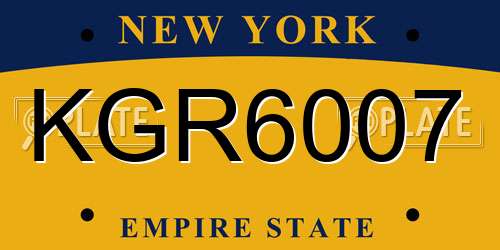 KGR6007 New York License Plate