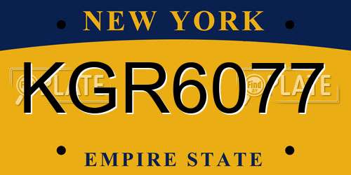 KGR6077 New York License Plate