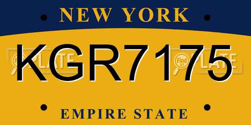 KGR7175 New York License Plate