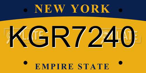 KGR7240 New York License Plate