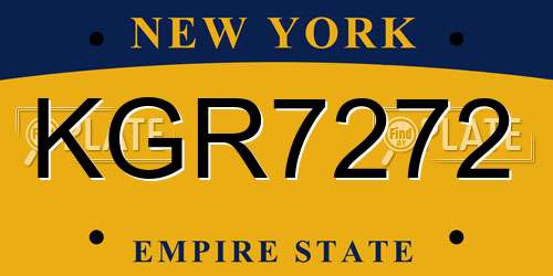 KGR7272 New York License Plate