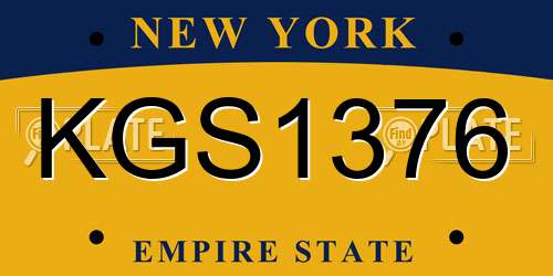 KGS1376 New York License Plate