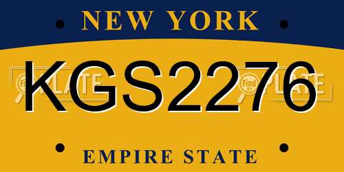 KGS2276 New York License Plate