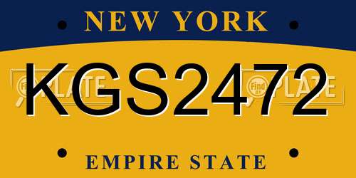 KGS2472 New York License Plate