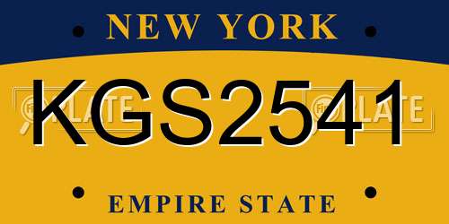 KGS2541 New York License Plate