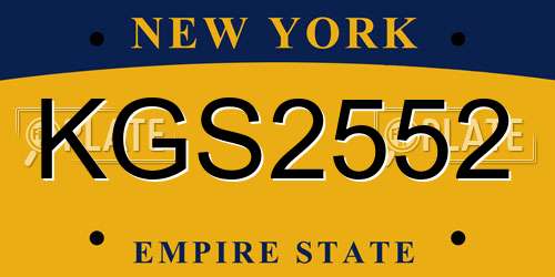 KGS2552 New York License Plate